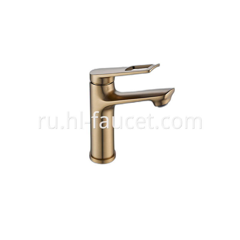 Single Hole Bathroom Faucet Brushed Gold